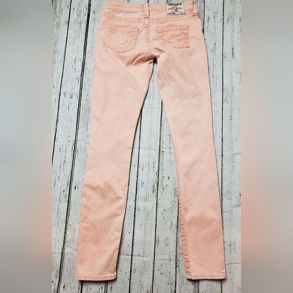 True Religion Skinny Light coral pink Salmon wash Jeans 26 - Picture 8 of 13